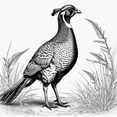 garrulus glandarius,ring-necked pheasant,common pheasant,victoria crown pigeon,quail,pheasant,platycercus,galliformes,meleagris gallopavo,cornavirus,platycercus elegans,field pigeon,landfowl,haliaeetus leucocephalus,grouse,platycercus eximius,haliaeetus pelagicus,araucana,lophophanes cristatus,american woodcock,Illustration,Black and White,Black and White 04