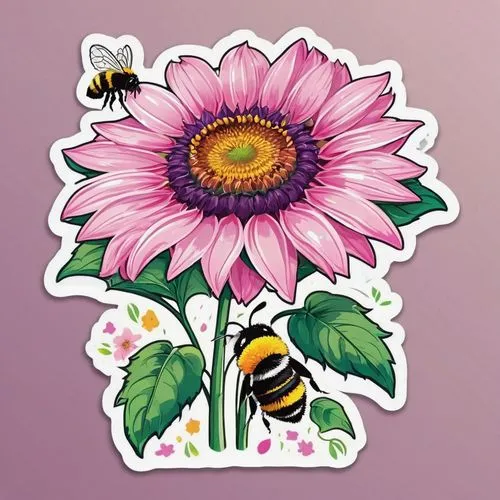 pollinate,western honey bee,bumblebees,bee,sticker,flower sticker,Unique,Design,Sticker