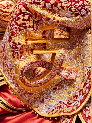 murukku,vajrasattva,rope detail,kimono fabric,curved ribbon,jalebi,george ribbon,basket fibers,venetian mask,embroidery,golden wreath,mandarin wedge,barongsai,indian paisley pattern,cordage,ribbons,traditional pattern,golden mask,bahraini gold,traditional patterns