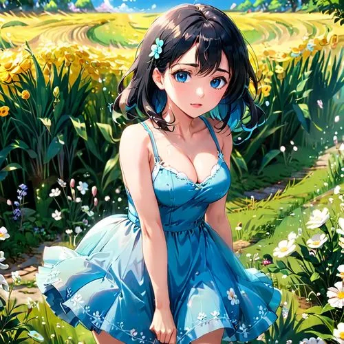 spring background,tsukiko,springtime background,blooming field,onodera,field of flowers,Anime,Anime,Realistic