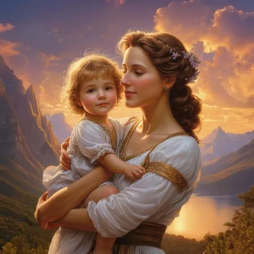 capricorn mother and child,little girl and mother,mother with child,mother and child,jesus in the arms of mary,emile vernon,mother kiss,baby with mom,holy family,father with child,motherhood,mother wi