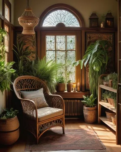 sunroom,conservatory,house plants,houseplants,sitting room,front porch,porch swing,plantation shutters,bay window,garden bench,porch,conservatories,alcove,herbology,inglenook,victorian room,wooden windows,chaise lounge,houseplant,orangery,Conceptual Art,Fantasy,Fantasy 18