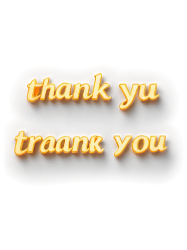 Golden logo, rounded shape, bold font, "Thank You" text, 3D effect, shiny surface, subtle gradient, soft focus, warm lighting, close-up shot, central composition, PNG transparent background.,thanked,t