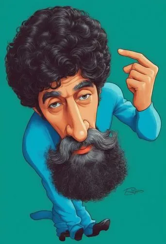 caricatura de Raul Seixas, com bigode e barba ,a painting of the famous television character bob bridges,papadoyiannakis,shikhmuradov,marouf,rashidov,basayev,musayev,Unique,3D,Isometric