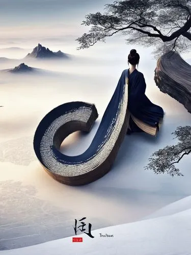 kunqu,infinite snow,japanese art,snowslide,shamisen,snow slope,Illustration,Realistic Fantasy,Realistic Fantasy 01