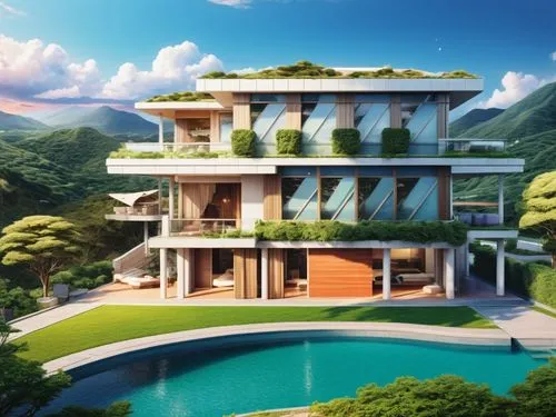 tropical house,luxury property,modern house,dreamhouse,holiday villa,luxury home,modern architecture,luxury real estate,dunes house,fresnaye,sky apartment,penthouses,3d rendering,green living,cubic house,beautiful home,landscaped,cube house,mansions,smart house,Illustration,Japanese style,Japanese Style 03