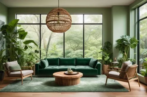 mid century modern,green living,tropical greens,sitting room,modern decor,mid century house,living room,philodendron,livingroom,contemporary decor,house plants,houseplants,interior design,mid century,modern minimalist lounge,chaise lounge,houseplant,interiors,aaaa,sunroom,Illustration,Black and White,Black and White 17