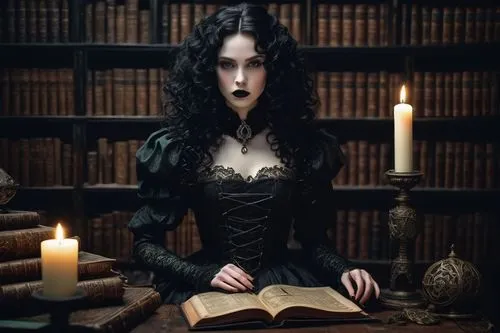 gothic woman,gothic portrait,spellbook,grimoire,vampire woman,gothic style,darkling,vampire lady,gothic,dark gothic mood,magick,volturi,librarian,bewitching,diamanda,bellatrix,magic grimoire,pureblood,gothic dress,the enchantress,Photography,Fashion Photography,Fashion Photography 02