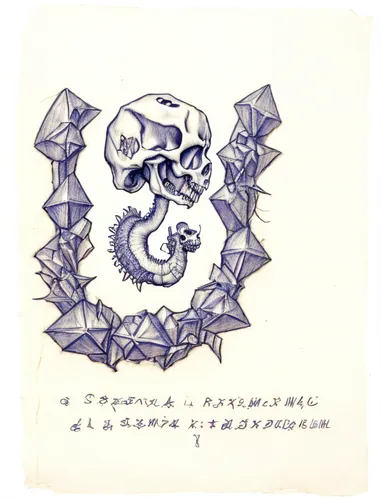 a drawing with skulls and a dragon is featured,bookplate,calavera,memento mori,calaverita sugar,calaveras,skull and crossbones