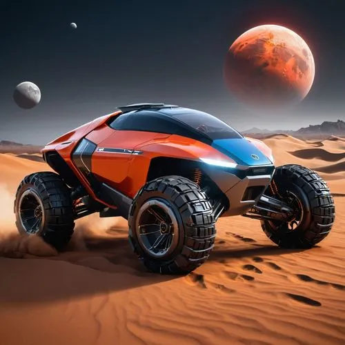 Racing across a non-terrestrial desert of black and gray sand dunes in the middle of the night, with the illumination provided by the two moons in the dark sky, traveling at over 200mph, occasionally 