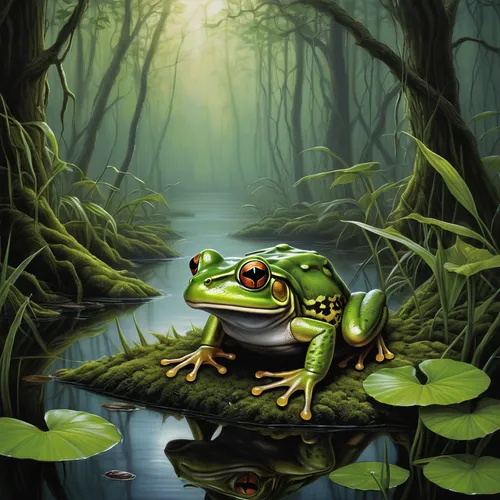 frog background,green frog,frog through,bull frog,frog king,frog gathering,pond frog,water frog,amphibian,giant frog,litoria fallax,tree frogs,common frog,wallace's flying frog,bullfrog,kawaii frogs,amphibians,frog figure,perched on a log,frog,Conceptual Art,Fantasy,Fantasy 30