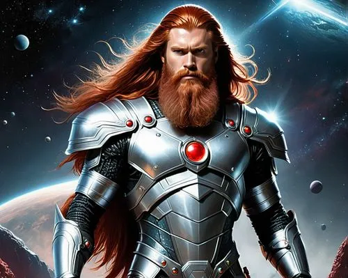 Thor, un explorador pleyadiano ((((él es alto, imponente, tiene la cabellera larga y lisa, de color rojiza, al igual que su barba, viste un traje espacial alienígena de color plata, similar a una arma