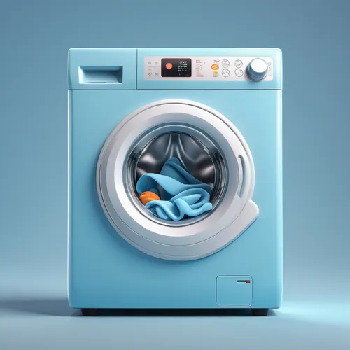 Surge washing machine icon, 3D icon, abstract, Pixar style, light blue, octane rendering,washing machine,washer,washing machines,mollete laundry,dry laundry,launder,dryer,laundry,laundry detergent,was