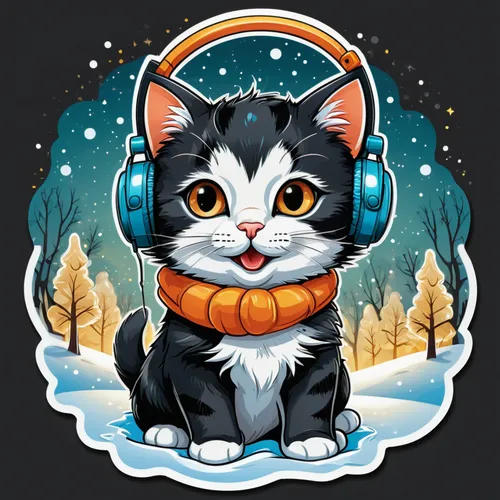 cat vector,soundcloud logo,vector illustration,christmas sweater,cartoon cat,christmas cat,soundcloud icon,listening to music,music player,calico cat,halloween cat,christmas stickers,christmas messenger,halloween vector character,vector art,winter animals,autumn icon,ugly christmas sweater,kawaii patches,snow globe,Unique,Design,Sticker