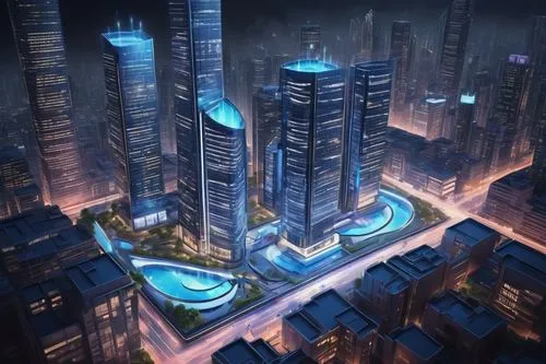 cybercity,cybertown,metropolis,futuristic landscape,microdistrict,futuristic architecture,cyberport,oscorp,arcology,fantasy city,city at night,megalopolis,coruscant,capcities,skyscraper town,citydev,megapolis,areopolis,megacorporations,black city,Unique,3D,Isometric