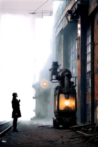 darktown,steamboy,alleyway,layton,alley,gaslight,dickensian,alleyways,street lantern,syberia,bioshock,gas lamp,the girl at the station,girl walking away,sidestreet,smoketown,atmosphere,lain,boheme,lamplighter,Illustration,Realistic Fantasy,Realistic Fantasy 15