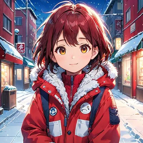 kumiko,tokiko,parka,christmas snowy background,ayano,minori,Anime,Anime,Realistic