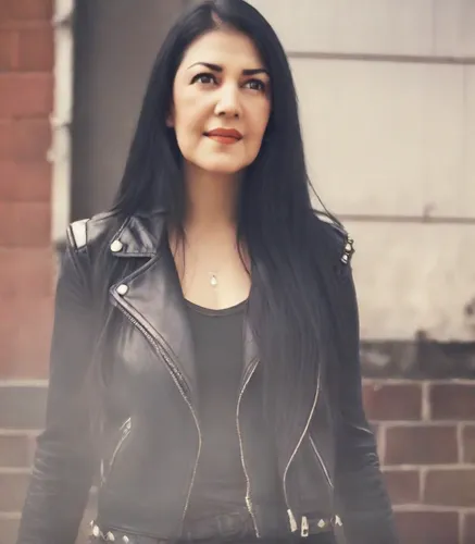 leather jacket,santana,black leather,leather,dimple,goth woman,clary,yasemin,mariel,queen,asian woman,beautiful woman,attractive woman,gothic woman,goth subculture,assyrian,cami,cola bottles,clove,queen anne
