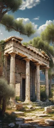 artemis temple,greek temple,erechtheion,erechtheus,roman temple,amphipolis,temple of diana,ancient olympia,paestum,panagora,temple of hercules,temple of poseidon,eleusis,leptis,phaistos,metapontum,mylonas,priene,messene,ephesus,Illustration,Abstract Fantasy,Abstract Fantasy 07