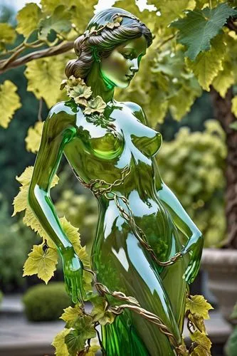 garden sculpture,glass yard ornament,trebbiano,green grapes,white grapes,jazz frog garden ornament,verdicchio,unripe grapes,kykuit,grapevines,vermentino,glass ornament,grape vines,grape vine,wood and grapes,viognier grapes,glass decorations,ginkgo biloba,malvasia,vine plants,Photography,General,Realistic