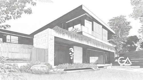 house drawing,timber house,mid century house,archidaily,3d rendering,residential house,wooden house,garage,japanese architecture,frame house,modern house,eco-construction,core renovation,ryokan,house 