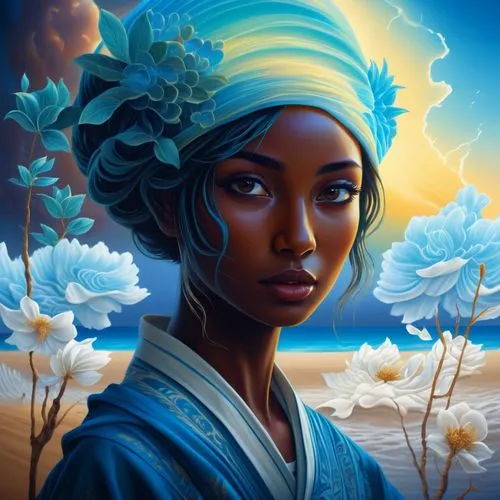 oshun,african woman,baoshun,amaka,nzinga,teferi,Illustration,Realistic Fantasy,Realistic Fantasy 25