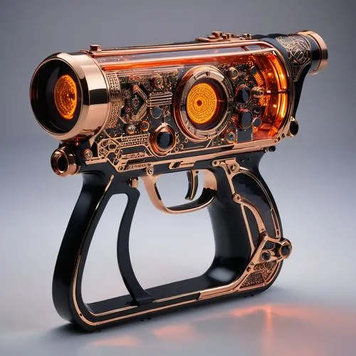 raygun,vintage pistol,tower pistol,astrascope,hawkmoon,derringer,grafer,cinema 4d,air pistol,sidearm,popgun,gun,modulus,outgun,arc gun,pistol,pistola,blaster,alien weapon,semi-automatic gun,Illustration,American Style,American Style 05