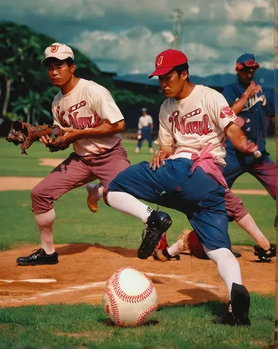 Sailors assigned to work as laborers at the U.S. Naval Supply Depot on Guam playing baseball.,little league,baseball uniform,bolas criollas,pitching,baseball team,baseball positions,baseball equipment