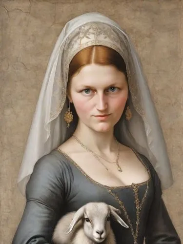 girl with dog,timoshenko,bouguereau,portrait of a girl,girl with cloth,tymoshenko