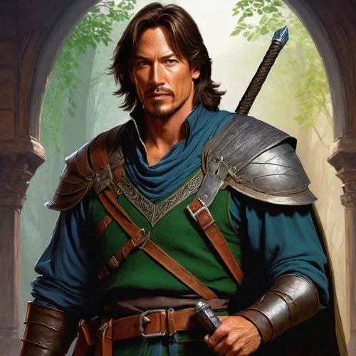 heroic fantasy,male elf,dane axe,htt pléthore,robin hood,male character,haighlander,castleguard,bard,quarterstaff,dunun,fantasy portrait,moulder,athos,east-european shepherd,alaunt,paladin,swordsman,benedict herb,scabbard,Conceptual Art,Fantasy,Fantasy 16