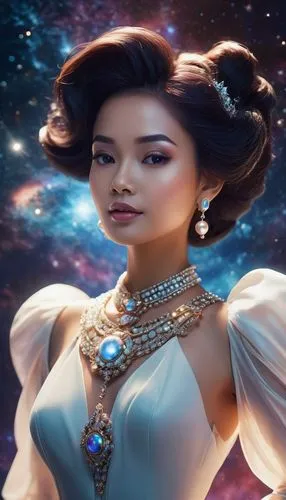 Glamour woman portrait, sophisticated styling, pearl jewelry, elegant pose, luxurious setting, portrait photography,an asian woman in a dress with pearl necklace,delenn,lumidee,afrofuturism,qixi,zilin