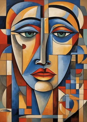 woman's face,art deco woman,cubism,woman face,decorative figure,woman thinking,picasso,african art,woman sitting,faces,head woman,young woman,face,portrait of a woman,art deco,decorative art,woman sculpture,mondrian,multicolor faces,sculptor,Art,Artistic Painting,Artistic Painting 45