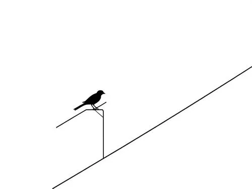 a black and white picture of a bird sitting on a pole,perched on a wire,tightrope walker,tightrope,birds on a wire,bird on branch,highwire,Design Sketch,Design Sketch,Rough Outline