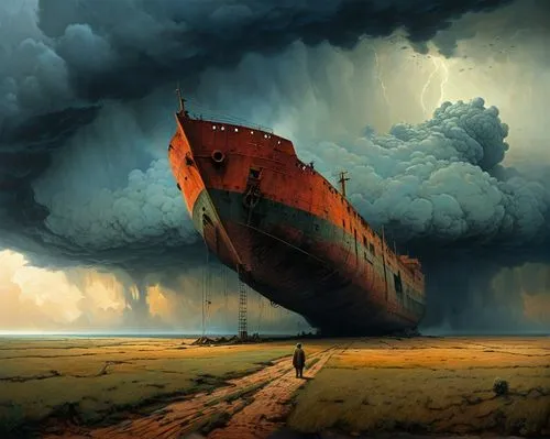 ship wreck,shipwreck,cargo ship,a cargo ship,sunken ship,the wreck of the ship,digging ship,ghost ship,tanker ship,old ship,rotten boat,shipping industry,sinking,boat wreck,arnold maersk,ship of the line,ship,oil tanker,noah's ark,sunken boat,Conceptual Art,Oil color,Oil Color 02