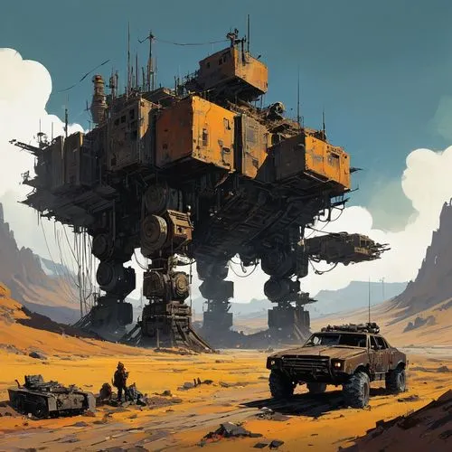 cosmodrome,dropship,outpost,battletech,homeworld,wastelands,hawken,landships,wasteland,mining excavator,sci fi,postapocalyptic,sci - fi,scifi,excavators,post-apocalyptic landscape,mining facility,mechwarrior,landship,besiege,Conceptual Art,Sci-Fi,Sci-Fi 01