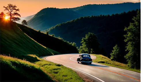 reichsautobahn,mountain road,car wallpapers,mountain highway,travel trailer poster,alpine route,citroen 2cv,open road,alpine drive,bundesautobahn,steep mountain pass,carretera,kombi,3d car wallpaper,rolling hills,alpine sunset,mountain pass,autobahn,long road,landscape background,Illustration,Realistic Fantasy,Realistic Fantasy 28