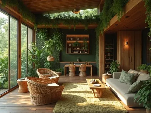 cabana,sunroom,green living,livingroom,sitting room,living room,home interior,tropical greens,greenhut,veranda,bamboo plants,verandah,houseplants,garden design sydney,bamboo curtain,house plants,tropical house,bungalow,houseplant,contemporary decor,Photography,General,Realistic