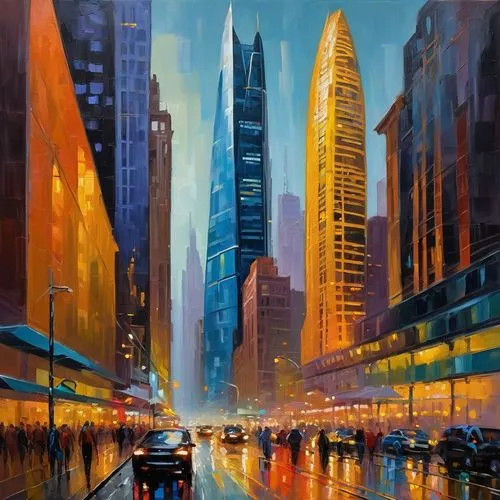 cityscape,shanghai,skyscrapers,guangzhou,colorful city,financial district,metropolis,city scape,ciudad,urban,cityscapes,makati,cityzen,mongkok,city at night,ciudades,the city,kinkade,chrysler building,evening city,Conceptual Art,Oil color,Oil Color 22