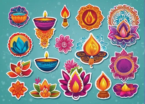 Describe the colorful decorations of a Deepavali celebration.,diwali wallpaper,diwali background,floral rangoli,diwali festival,diwali,rangoli,leaf icons,mandala illustrations,flowers png,icon set,man