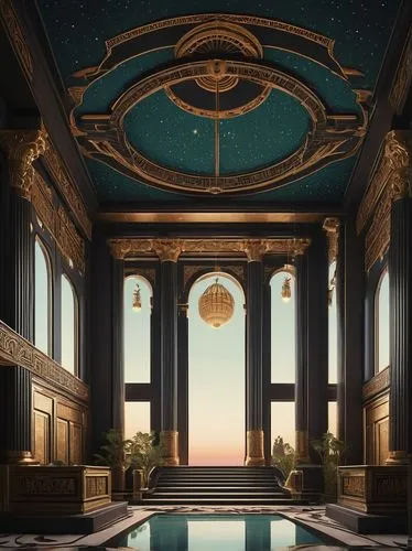 atlantis,cochere,neoclassicism,marble palace,sybaris,grandeur,neoclassical,riviera,sanctum,opulence,mansions,palace,ballroom,neoclassic,art deco background,amanresorts,citadels,parnassus,art deco,luxe,Illustration,Japanese style,Japanese Style 08