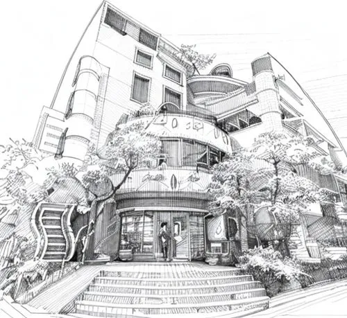 3d rendering,shenzhen vocational college,mandarin house,danyang eight scenic,facade painting,multistoreyed,grand hotel,oria hotel,dragon palace hotel,hotel complex,motomachi,boutique hotel,japanese ar