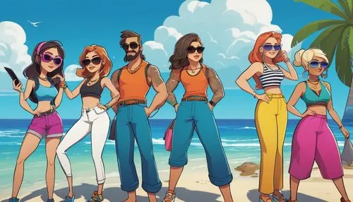 winx,pixton,windjammers,straw hats,bikinians,transmarco,starfires,summer background,volleyball team,island group,onepiece,haulover,beach goers,aerocaribbean,vacationers,fashion vector,beach background,humanized,discotek,bahamonde,Illustration,Japanese style,Japanese Style 20