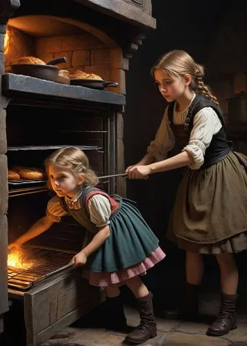 children's stove,girl in the kitchen,girl with bread-and-butter,children studying,children learning,breadmaking,children's interior,vintage children,little boy and girl,school children,ovens,victorian kitchen,children playing,vintage boy and girl,children girls,little girls,blacksmiths,little girl and mother,schoolchildren,baking bread,Conceptual Art,Fantasy,Fantasy 13