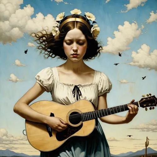 Hey Jude, don't make it bad, sing a sad song and make it better....,heatherley,etam,troubadour,troubador,young girl,little girl in wind,mystical portrait of a girl,woman playing,siggeir,troubadours,fo