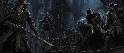 guards of the canyon,swordsmen,forest workers,assassins,staves,elven forest,devil's walkingstick,wizards,patrols,dance of death,grimm reaper,pilgrims,clergy,scythe,heroic fantasy,stilts,druids,undead warlock,elves,concept art,Illustration,Realistic Fantasy,Realistic Fantasy 03