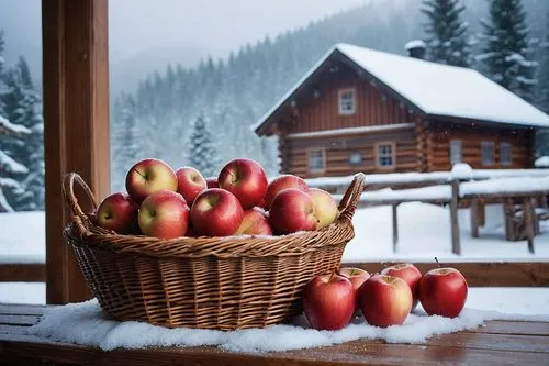 snowy still-life,basket of apples,red apples,basket with apples,winter cherry,frosted rose hips,snow cherry,winter background,myfestiveseason romania,fruit basket,snow scene,fresh fruits,winter house,apple harvest,bowl of fruit in rain,warm and cozy,winter landscape,basket of fruit,winters,christmas snowy background,Illustration,Retro,Retro 06