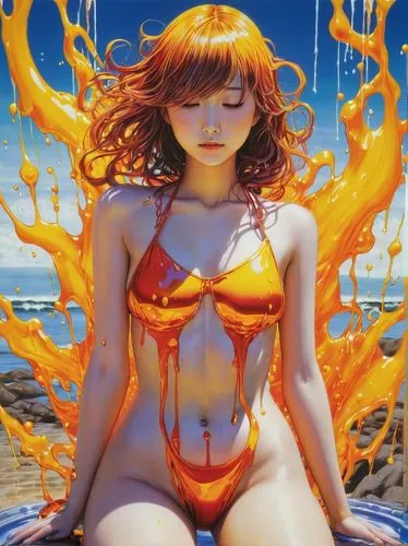 asuka langley soryu,fire angel,fire siren,flamebird,fire and water,flame spirit,asuka,fiery,rumiko,yayoi,lina,fire devil,combusts,hoshihananomia,flame of fire,mcniven,macniven,infernal,giganta,nami,Illustration,Japanese style,Japanese Style 18