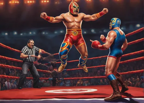 lucha libre,wrestler,blue demon,striking combat sports,pankration,mesoamerican ballgame,wrestling,combat sport,professional wrestling,connectcompetition,wrestle,competition event,world digital painting,folk wrestling,puroresu,drago milenario,lethwei,digital compositing,muay thai,mexican culture,Illustration,Realistic Fantasy,Realistic Fantasy 18