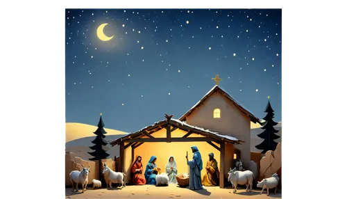 christmas manger,nativity,christmas snowy background,christmas scene,christmas crib figures,the manger,christmas landscape,nativity scene,nativity of jesus,watercolor christmas background,christmas icons,nativity of christ,christmas wallpaper,christmasbackground,nativity village,the occasion of christmas,christmas motif,the star of bethlehem,second advent,fourth advent,Conceptual Art,Oil color,Oil Color 18