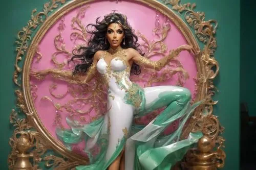 jasmine,miss circassian,rosa 'the fairy,fairy queen,green mermaid scale,west indian jasmine,tiana,fantasy woman,doll figure,quinceañera,fairy tale character,celtic queen,collectible doll,believe in me